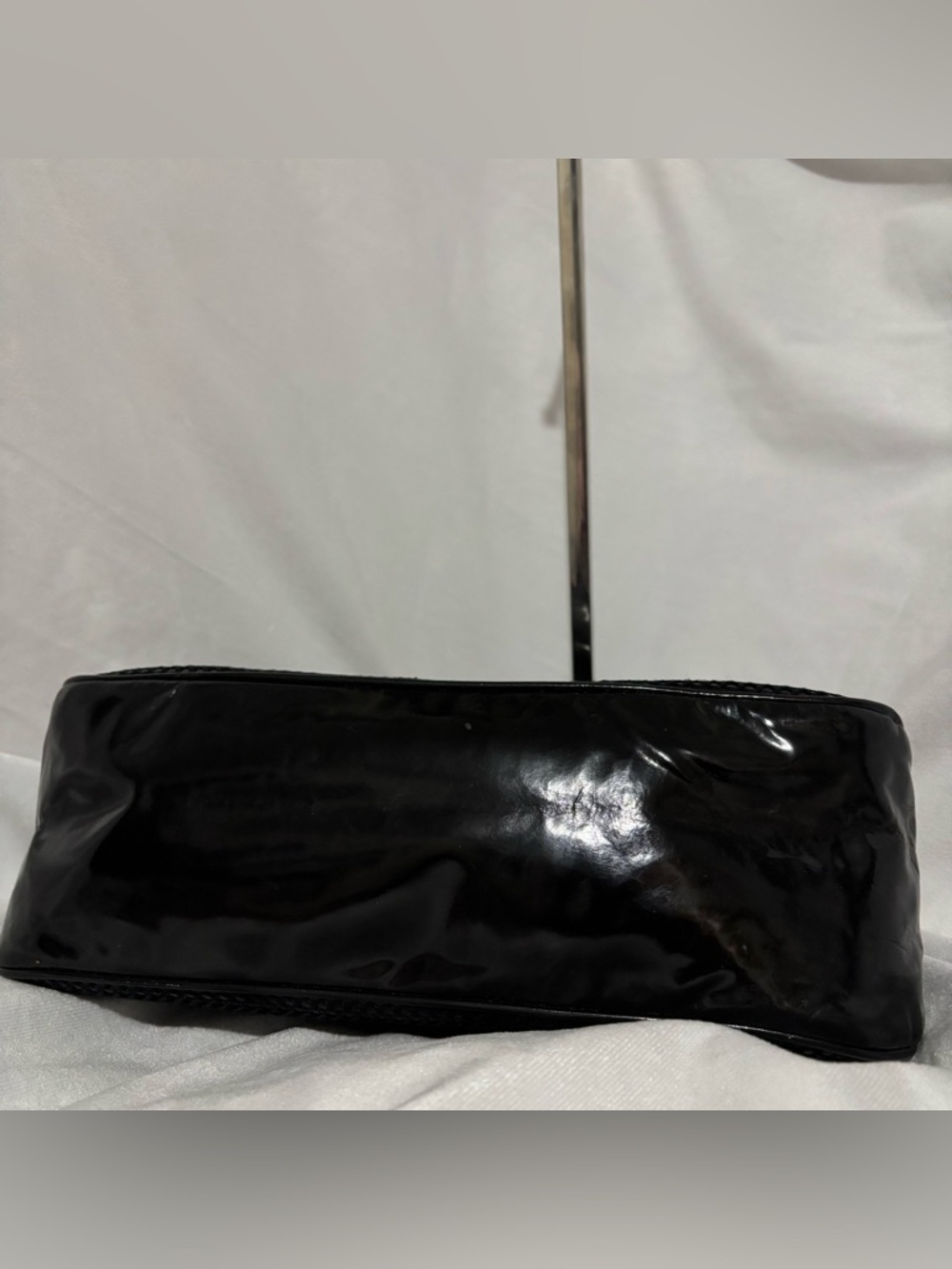 Sergio Rossi Vintage 90s Black Mesh Baguette Hobo Bag Silver O-Ring Detail - Picture 8 of 14
